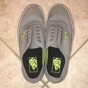 Vans Authentic Women’s Size 8 Classic Gray & Neon Green Sneakers Shoes